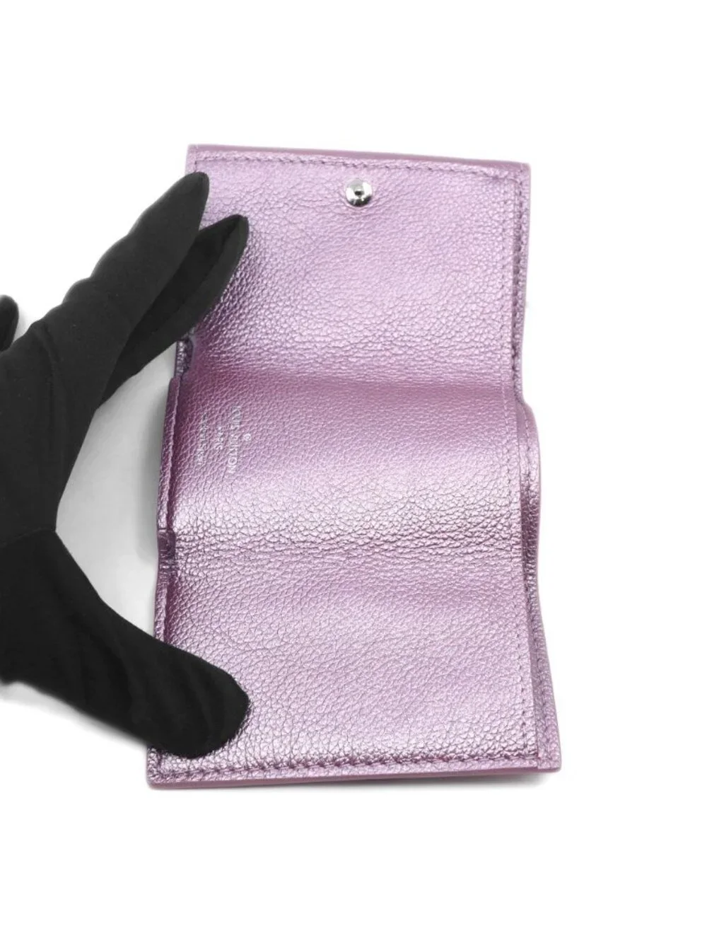 Louis Vuitton Portefeuille Lock Pink Silver Leather Coin Purse